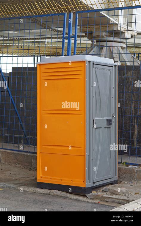 Portable Toilet Cabin At Construction Site Stock Photo Alamy