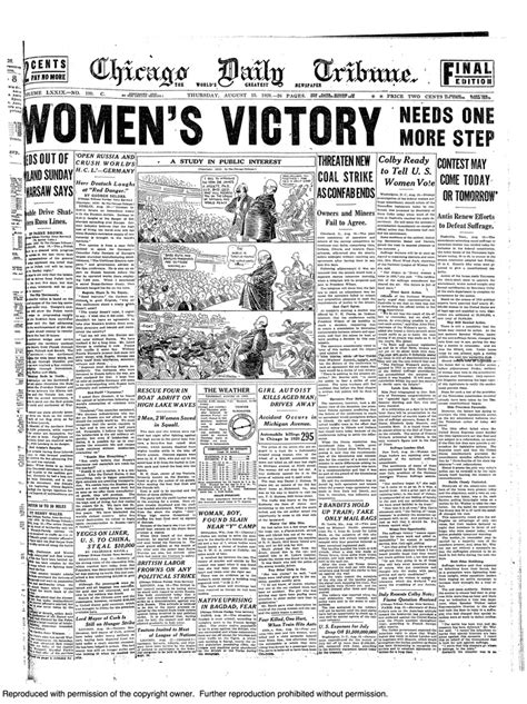 Chicago Tribune Historical Newspaper Suffragette Newspaper Woman