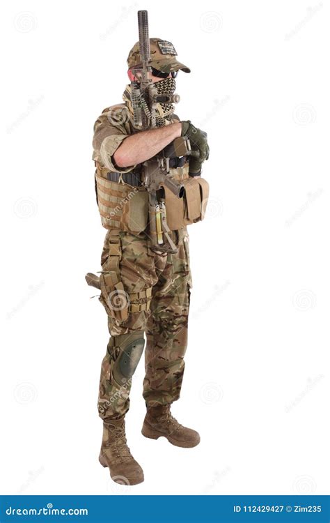Private Military Company Operator With Assault Rifle Stock Image