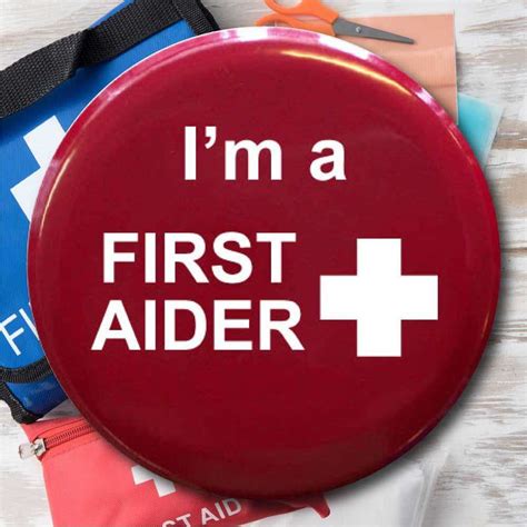 First Aider Button Badge Buy Your No Minimum Order 50mm Badge