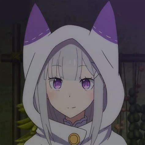 Emilia Rezero Rezero White Long Coat Hoodie Kitty Cat Pointy Ear