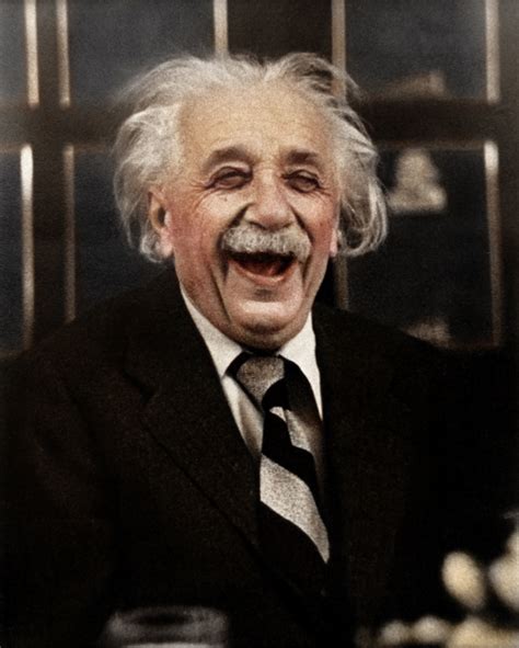 Albert Einstein Laughing During A Dinner Colorized History Know