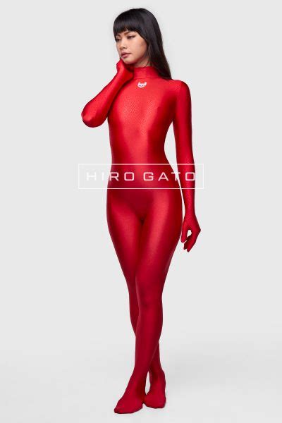 Emboss Lycra Catsuit Red Shiny Spandex Zentai Bodysuit