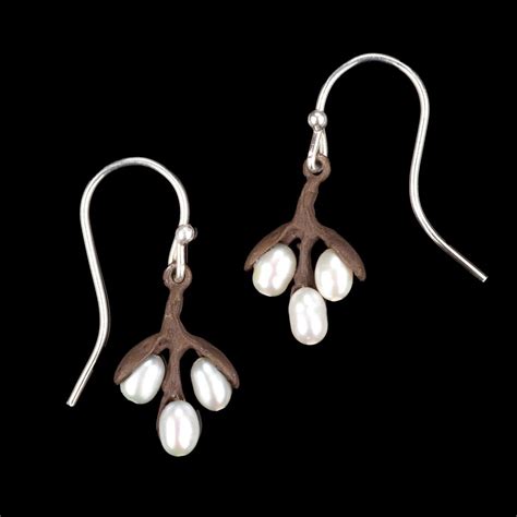 pussy willow earrings pearl wire drop michael michaud jewellery