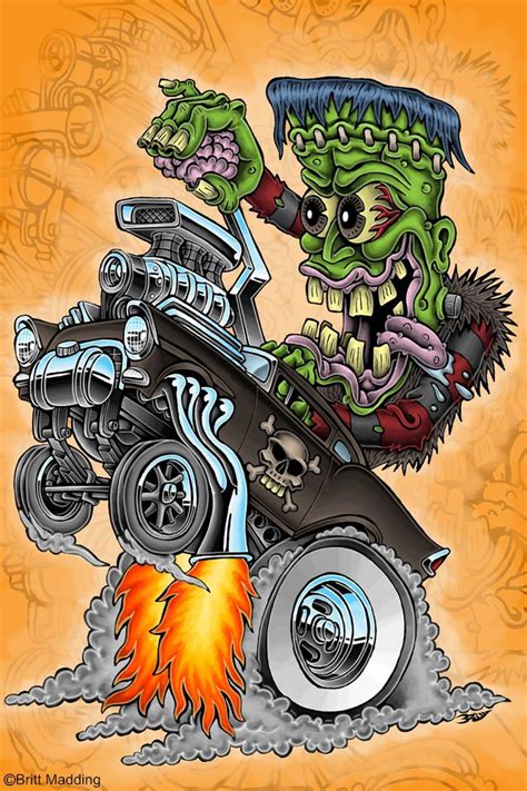 Frankenstein Hot Rod Drawings Franken Wheelie By Britt8m Ed Roth