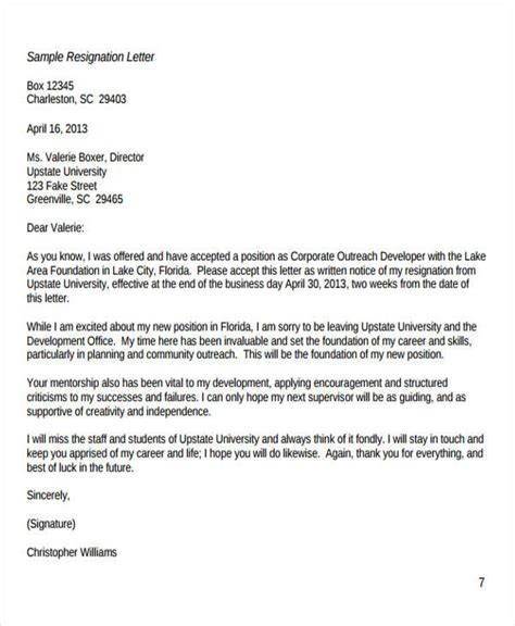 Letter Of Resignation Sample Thank You Sample Resignation Letter
