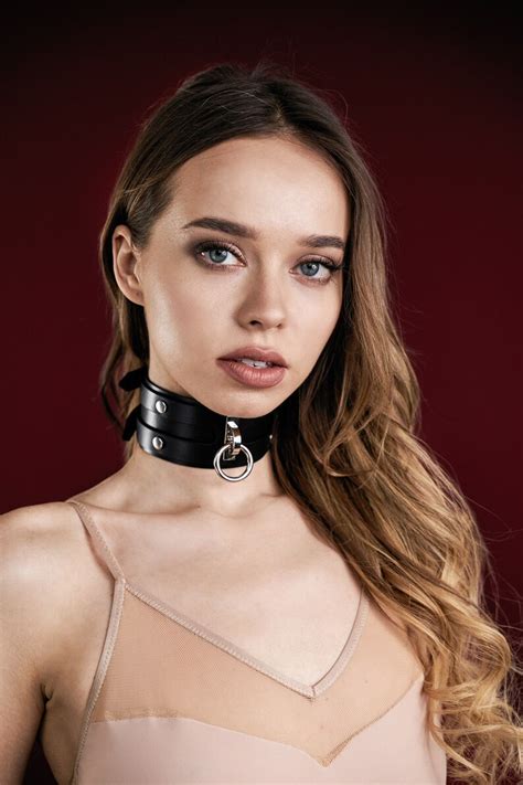 Leather Choker With Chain Leash Slave Leash Submissive Etsy
