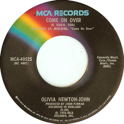 Olivia Newton John Come On Over Vinyl 7 45 Rpm Single Discogs