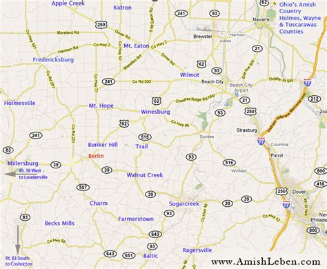 Map Of Amish Communities In Ohio Maps Of Ohio