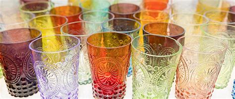 Coloured Glasses Glasses Voss Bottle Jewel Tones