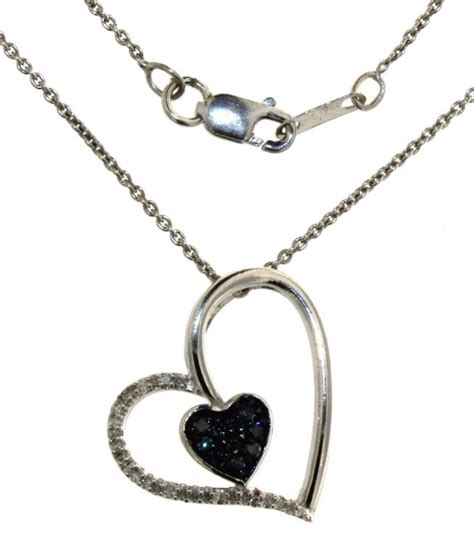 Genuine 38 Ct Blue And White Diamond Heart Necklace Ajca Llc