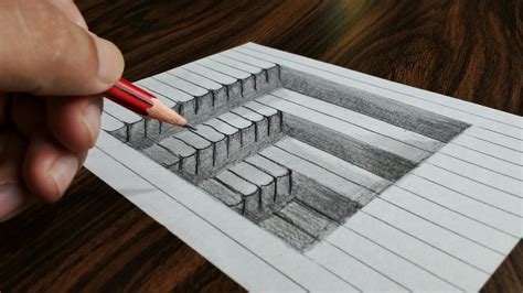 Drawing is a complex skill, impossible to grasp in one night, and sometimes you just want to draw. How to Draw 3D Steps in Line Paper - Trick Art - YouTube