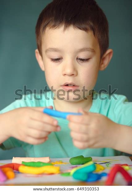 Happy Boy Playing Color Play Dough Stock Photo 649310353 Shutterstock
