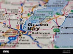 Green Bay Wisconsin USA shown on a road map or Geography map Stock ...