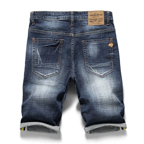 Icpans 2020 Summer Slim Denim Casual Shorts Men Knee Length Zipper Pockets Mens Stretch Short