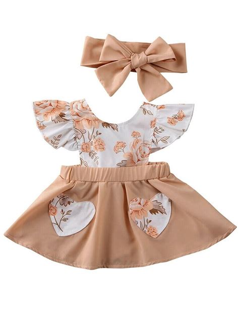 Newborn Infant Baby Girl Clothes Flower Ruffle Princess Dress Sundress