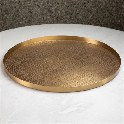 Plaid Etched Tray Antique Brass