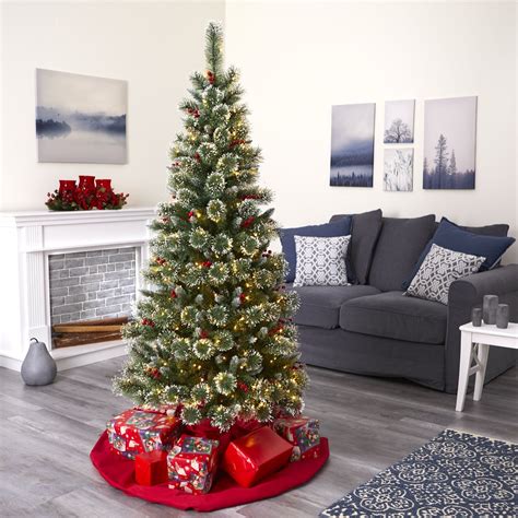 6 Frosted Swiss Pine Artificial Christmas Tree With 300 Clear Led