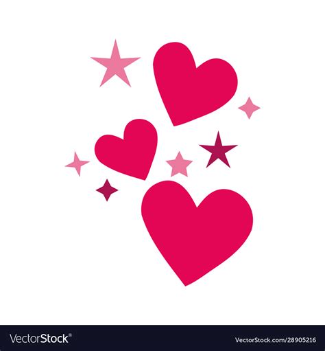 Happy Valentines Day Hearts With Stars Royalty Free Vector