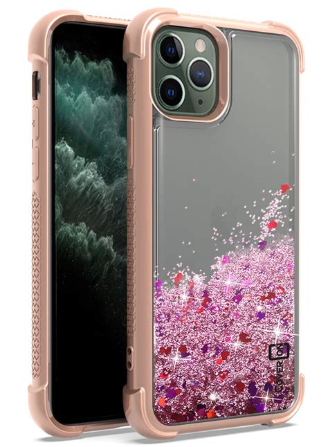 Coveron Apple Iphone 11 Pro Max Case Liquid Glitter Bling Clear Tpu Rubber Phone Cover Sparkle