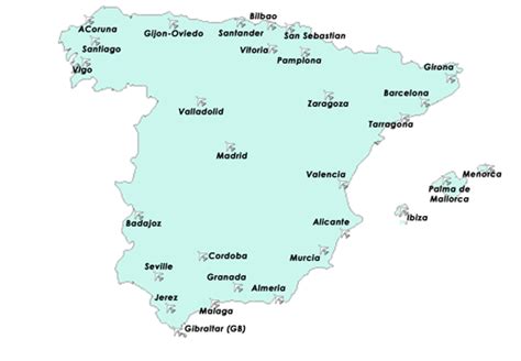 Airports In Spain Map Map Vector