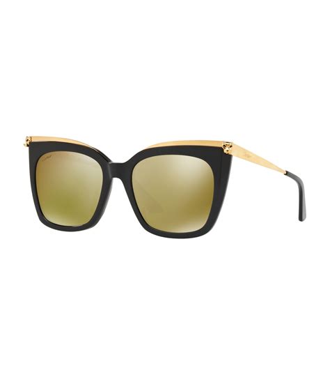Cartier Black Rectangular Panthère Sunglasses Harrods Uk