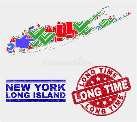 Composition Of Long Island Map Symbol Mosaic And Distress Long Time