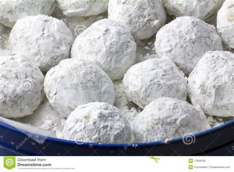 Pecan Puff Powdered Sugar Cookies Stock Photography