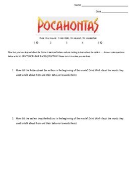 Pocahontas Movie Review By Alexandria Hamric Tpt