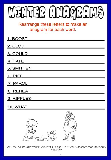 Anagrams Free Printable Winter