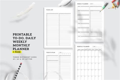 Daily Weekly Monthly Printable Planner Daily Weekly Monthly Etsy