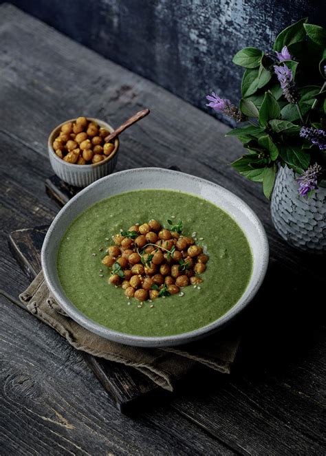 Creamy Broccoli Spinach And Chickpea Soup Rainbow In My Kitchen