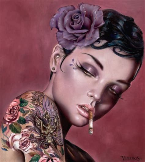 Brian Viveros Debuts New Paintings Of His Smokey Eyed Vixens In New