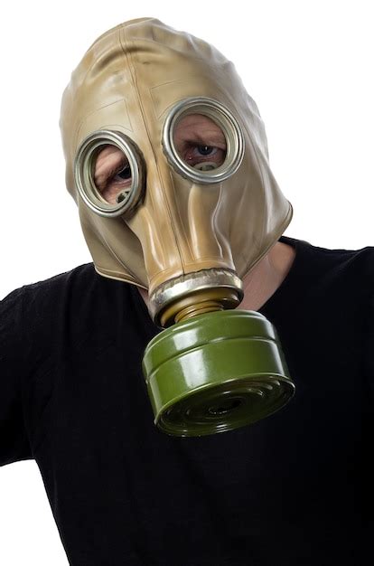 Premium Photo A Man In A Gas Mask Gp 5 Man In Black T Shirt And Gas