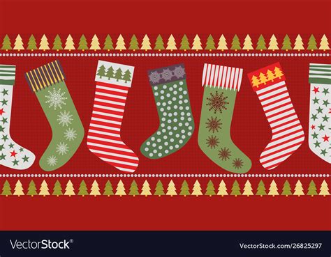 Funky Christmas Stocking Border Design In Vector Image