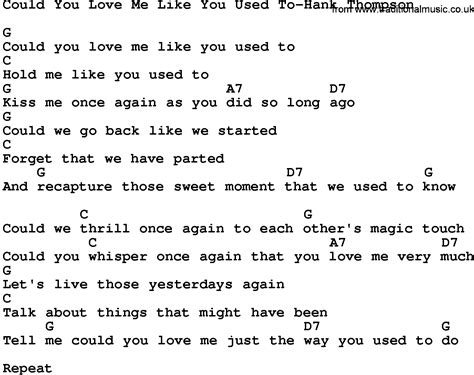 Country Musiccould You Love Me Like You Used To Hank Thompson Lyrics