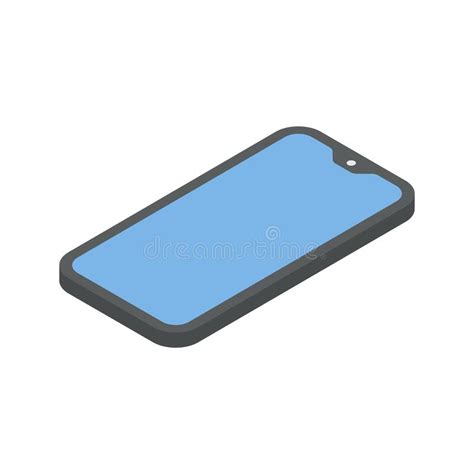 Modern Black Smartphone With Empty Screen Isometric Vector Illustration