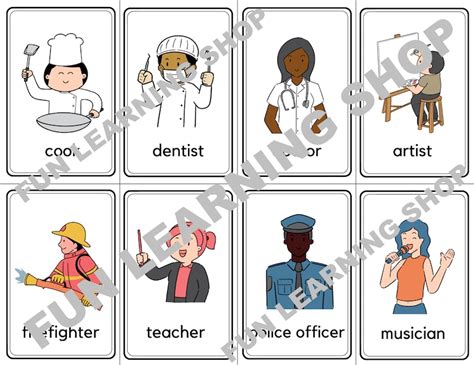 32 Professions Flashcards Occupations Job Image Cards For Kids