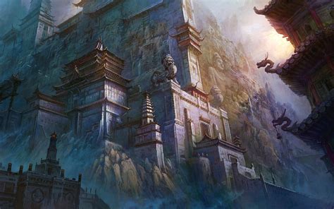 Architecture Paint Buildings Fantasy Art Artwork Asian