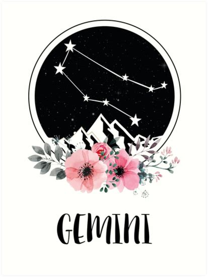 Gemini Zodiac Star Sign Art Print By Danielladevita