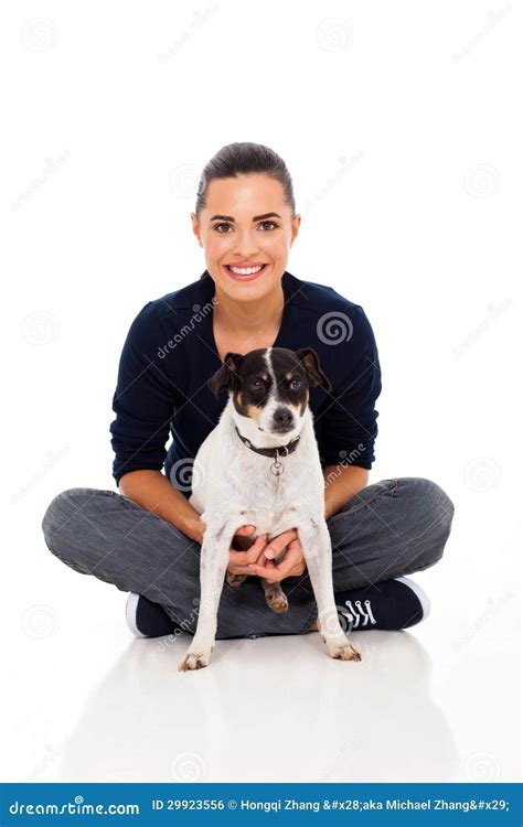 Woman Sitting Dog Stock Photo Image Of Floor Puppy 29923556