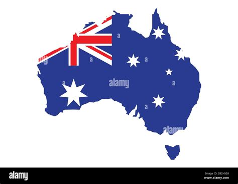 Flag Of Australia Placed Over An Outline Map Of Australia Vector