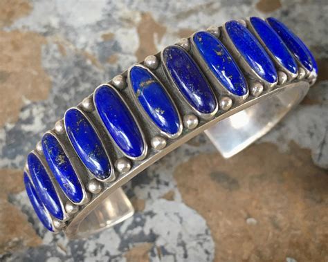 Navajo Ernest Roy Begay Heavy Sterling Silver Lapis Lazuli Cuff