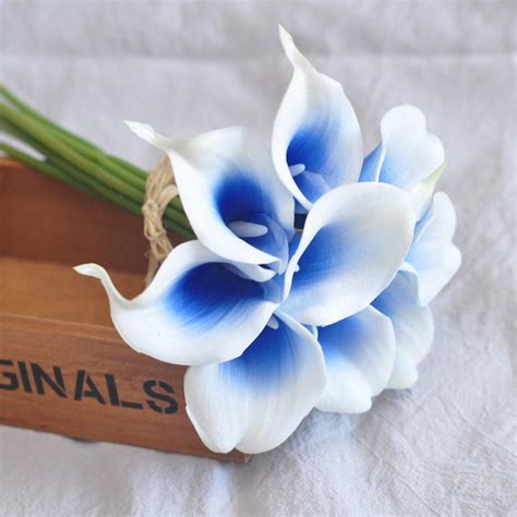 9pcs Real Touch Royal Blue Picasso Calla Lilies Calla Lily Etsy