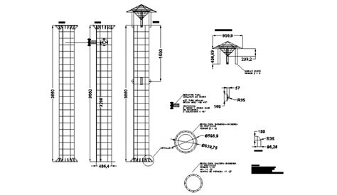 Industrial Chimney Section Plan And Constructive Details Dwg File