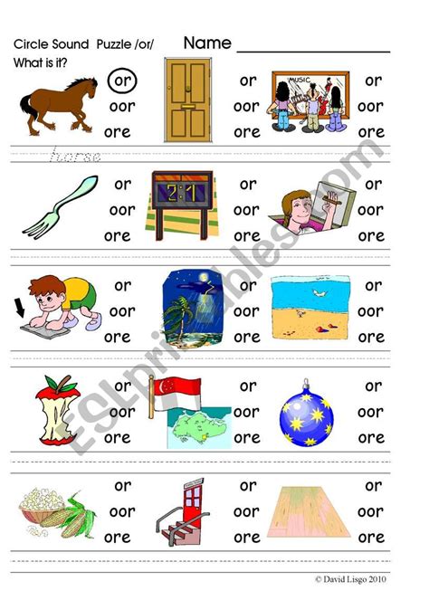 Circle Sound Puzzle 9 Phonics The Or Sound Esl Worksheet By David