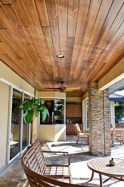 Outdoor Living Cypress Wood Ceiling And Stone Wooden Ceiling Design