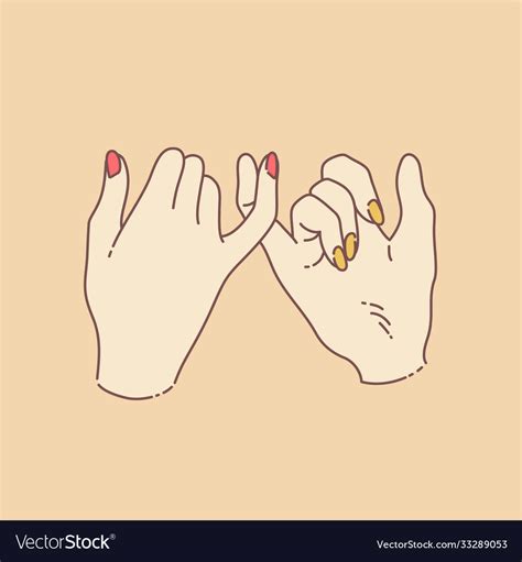 Pinky Promise Concept With Two Hands Performing Vector Image