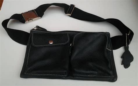 Vintage Black Leather Waist Fanny Pack Made By Roots Canada