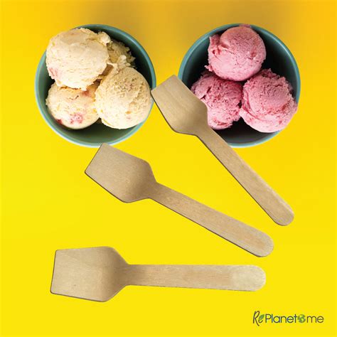 Single Use Biodegradable Bamboo Ice Cream Spoon 100 Piecespack